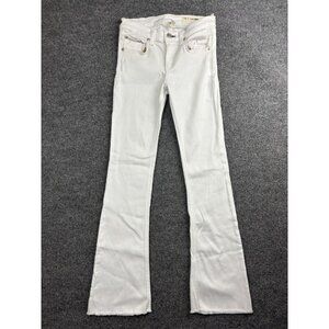 rag & bone JEAN Jeans Womens 26 White Eleven Bell Flare Raw Hem Stretch Denim